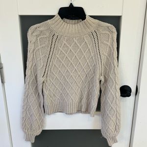 American Eagle Cropped Turtleneck Tan Sweater